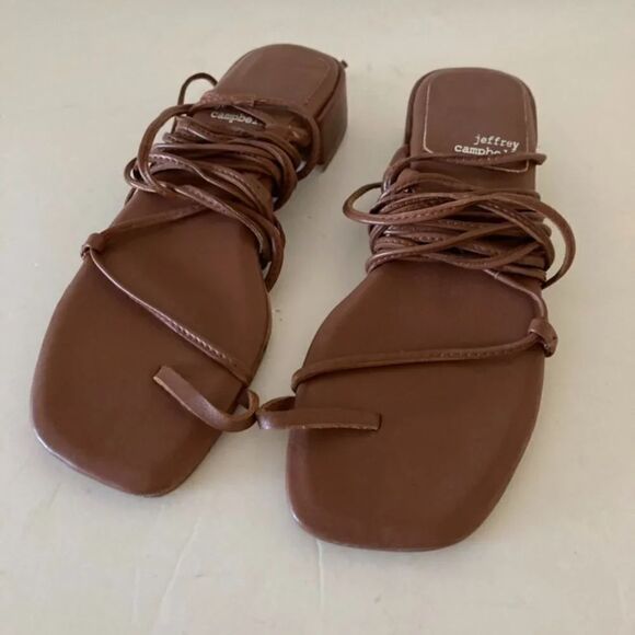 NWOT Jeffery Campbell Free People That's A Wrap Brown Leather Heeled Sandals 6 - Picture 1 of 9